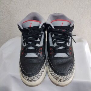 Nike Air Jordan 3 Retro Youth 6Y Black Cement Grey Red Elephant Print